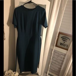 Boohoo Green Belted Midi Dress